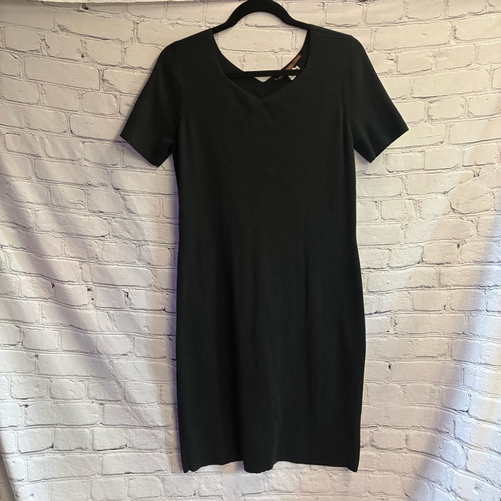 Peruvian Connection Women’s‎ Black Knit Short Sleeve Midi Pima Cotton Dress Sz M
